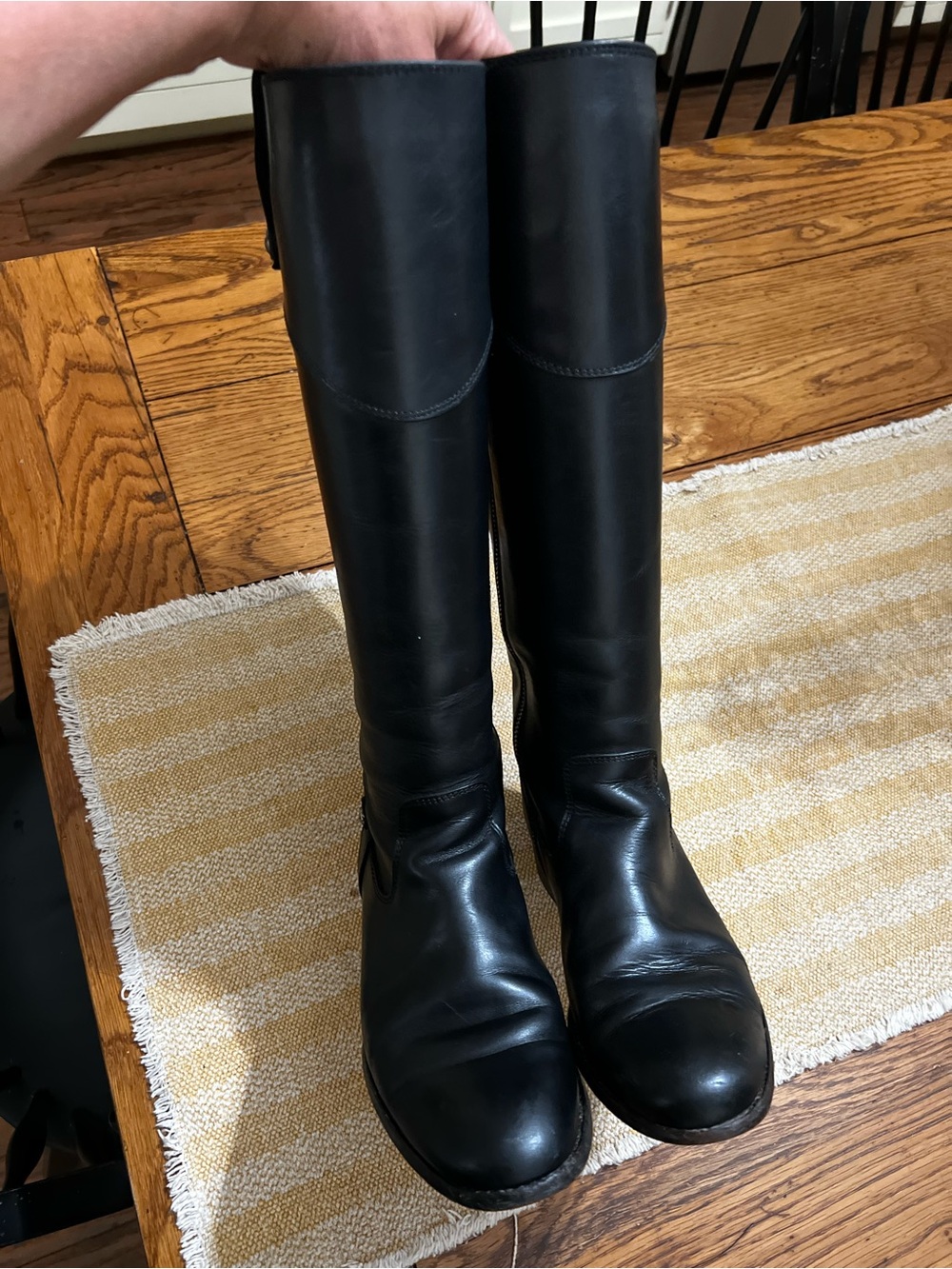 Frye Black Leather Over-the-Knee Riding Boots